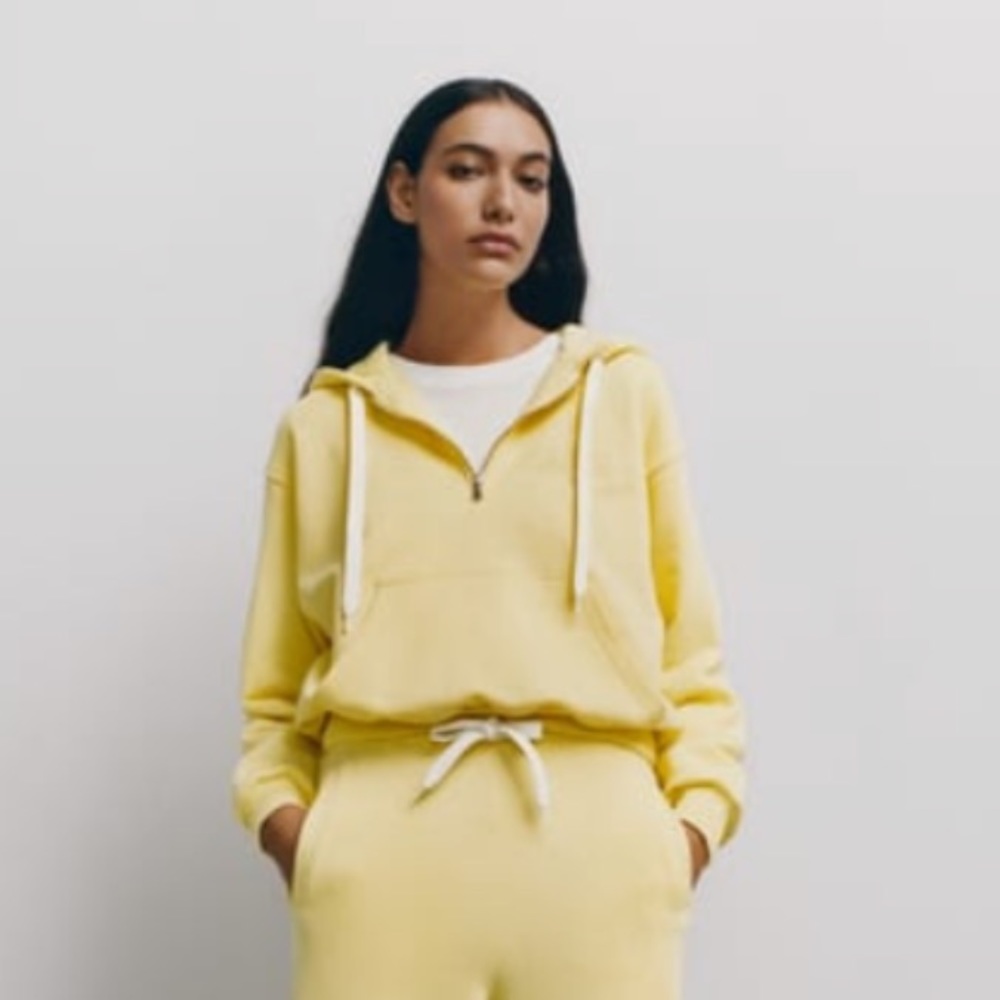 Zara Yellow Cropped Hoodie